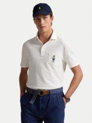 Polo Ralph Lauren Polo 710963818001 Biały Custom Fit. Białe koszulki polo Polo Ralph Lauren, m, bez wzorów, z bawełny, bez kołnierzyka, bez ramiączek. Za 559.99 zł.