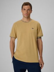 4F T-shirt regular gładki męski - beżowy XXL. Brązowe t-shirty 4F, m, bez wzorów, z bawełny, bez kołnierzyka, bez ramiączek. Za 79.99 zł.