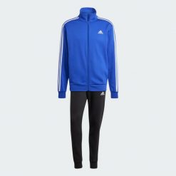 Dres Basic 3-Stripes Fleece. Niebieskie komplety dresowe Adidas, s, bez wzorów, z bawełny, bez ramiączek. Za 184.50 zł.
