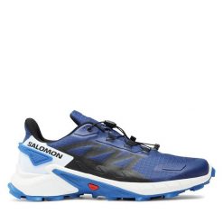 Buty do biegania Salomon. Niebieskie buty do biegania Salomon, bez wzorów, bez zapięcia, do biegania. Za 379.99 zł.