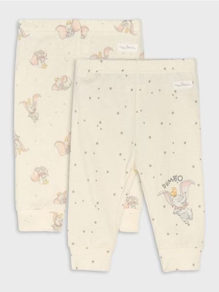 Bawełniane legginsy 2 pack Dumbo - kremowy. Białe legginsy długie sportowe Sinsay, l, bez wzorów, z bawełny. Za 25.99 zł.