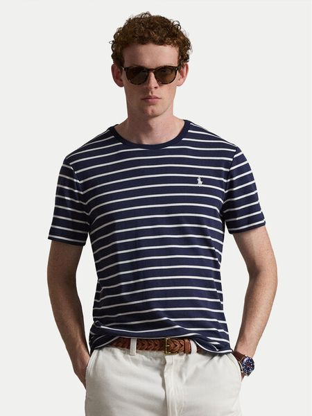 Polo Ralph Lauren T-Shirt 710B16648001 Granatowy Regular Fit. Niebieskie koszulki polo Polo Ralph Lauren, l, bez wzorów, z bawełny, bez kołnierzyka, bez ramiączek. Za 341.99 zł.