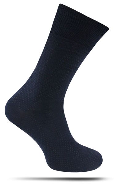 Klasyczne Skarpetki z Bawełny Merceryzowanej - Granat, Drobny Groszek. Niebieskie skarpety Chattier, bez wzorów, z bawełny. Za 29.90 zł.