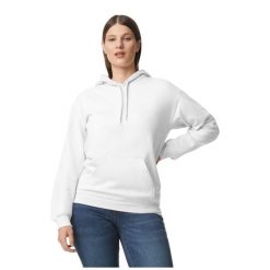 Bluza Z Kapturem Dla Dorosłych Unisex Softstyle Plain Fleece Midweight. Białe bluzy GILDAN, m, bez wzorów, z kapturem. Za 112.99 zł.