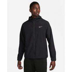 Męskie kurtka z kapturem FORM DRI-FIT HOODED. Czarne kurtki Nike, m, bez wzorów, z materiału, z kapturem. Za 314.50 zł.
