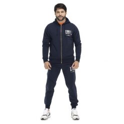 Męski dres z kapturem w kolorze złotym. Niebieskie komplety dresowe LEONE 1947 APPAREL, l, bez wzorów, z dresówki, bez ramiączek. Za 218.92 zł.