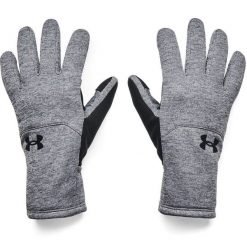 Rękawiczki męskie Under Armour Storm Fleece Gloves szaro-szare. Niebieskie rękawiczki Under Armour, na jesień, bez wzorów, z materiału. Za 211.99 zł.