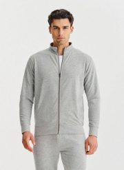 PAKO LORENTE - Szara bluza dresowa na suwak. Szare bluzy Pako Lorente, xxl, bez wzorów, z bawełny, bez kaptura. Za 99.99 zł.