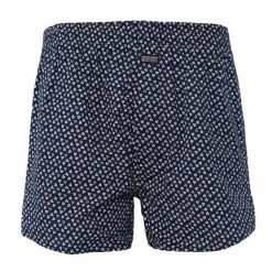 Bokserki Luźne, Granatowe, Wzór Geometryczny, Majtki z Rozporkiem na Guziki, Bawełniane -Pako Jeans. Niebieskie bokserki Pako Jeans, l, bez wzorów, z bawełny. Za 33.00 zł.