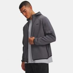 Kurtka polarowa UA Unstoppable z pełnym zamkiem Szary. Szare kurtki Under Armour, l, bez wzorów, z materiału, z kapturem. Za 649.99 zł.
