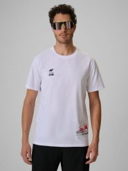 4F T-shirt regular z nadrukiem męski - biały M. Białe t-shirty 4F, m, bez wzorów, z bawełny, bez kołnierzyka, bez ramiączek. Za 69.99 zł.