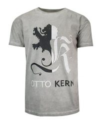T-shirt Szary Bawełniany, Męski, z Nadrukiem, Krótki Rękaw, U-neck. Szare bluzki z długim rękawem Otto Kern, l, bez wzorów, z bawełny, bez kołnierzyka, bez ramiączek. Za 145.00 zł.