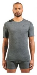 Koszulka męska ODLO Merino 160 BL Top - 100% wełna merino, krótki rękaw. Szare bielizna termoaktywna ODLO, m, bez wzorów, z materiału, bez ramiączek, trekkingowe. Za 278.30 zł.
