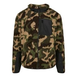 Kurtka sherpa z klasyki miejskiej turystyki pieszej. Zielone kurtki Urban Classics, l, z aplikacjami, z materiału, bez kaptura. Za 382.40 zł.