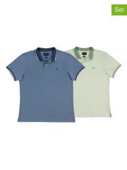 The Time of Bocha Koszulki polo (2 szt.) w kolorze zielonym i błękitnym rozmiar: M. Niebieskie koszulki polo The Time of Bocha, m, bez wzorów, z bawełny, bez kołnierzyka, bez ramiączek. Za 165.99 zł.