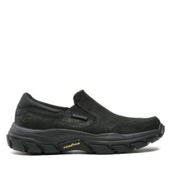 Półbuty Skechers. Czarne eleganckie półbuty Skechers, bez wzorów, bez obcasa, bez zapięcia. Za 269.99 zł.