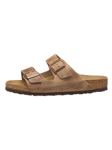 Birkenstock Skórzane klapki "Arizona" w kolorze jasnobrązowym rozmiar: 43. Brązowe klapki Birkenstock. Za 332.24 zł.