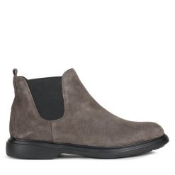 Sztyblety Geox. Brązowe botki sznurowane Geox, bez wzorów, bez obcasa, bez zapięcia. Za 569.99 zł.