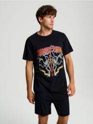 Piżama dwuczęściowa Jurassic Park - czarny. Czarne piżamy Sinsay, l, bez wzorów, bez ramiączek. Za 49.99 zł.