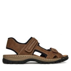 Sandały Rieker. Brązowe sandały Rieker, bez zapięcia. Za 319.99 zł.