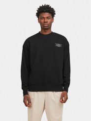 Jack&Jones Bluza Riley 12250647 Czarny Regular Fit. Czarne bluzy Jack&Jones, m, bez wzorów, z bawełny, bez kaptura. Za 99.99 zł.