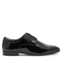 Półbuty Lasocki. Czarne eleganckie półbuty Lasocki, bez wzorów, bez obcasa, bez zapięcia. Za 183.99 zł.