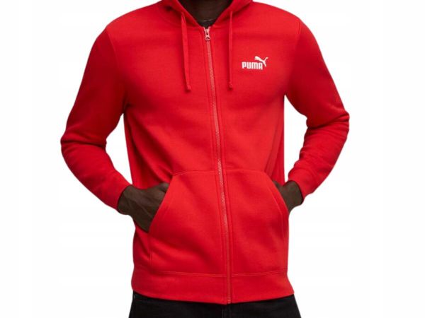 Bluza na co dzień Męska Puma Z Kapturem Na Zamek. Czerwone bluzy z kapturem Puma, m, bez wzorów, z bawełny, z kapturem. Za 209.00 zł.