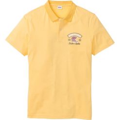Shirt polo z nadrukiem bonprix żółty. Koszulki polo marki bonprix. Za 44.99 zł.