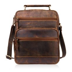Torba męska skórzana vintage brązowa listonoszka męska Paolo Peruzzi T-127-HBR. Brązowe torby na ramię bez wzorów, z materiału, na ramię, bez dodatków. Za 259.00 zł.