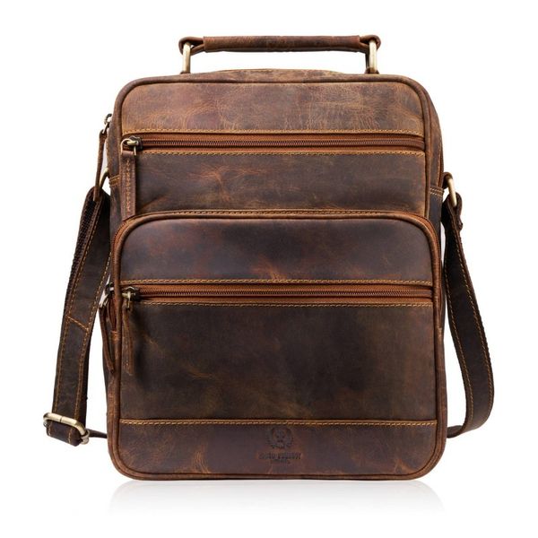 Torba męska skórzana vintage brązowa listonoszka męska Paolo Peruzzi T-127-HBR. Brązowe torby na ramię bez wzorów, z materiału, na ramię, bez dodatków. Za 259.00 zł.
