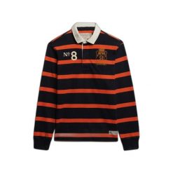 Polo z długim rękawem z podwójnym emblematem w paski Superdry Rugby. Brązowe koszulki polo sportowe Superdry, m, bez wzorów, bez kołnierzyka, bez ramiączek. Za 316.50 zł.