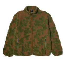 Kurtka turystyczna męska HUF Abstract High Pile Jacquard. Brązowe kurtki HUF, m, bez wzorów, z polaru, bez kaptura. Za 640.55 zł.