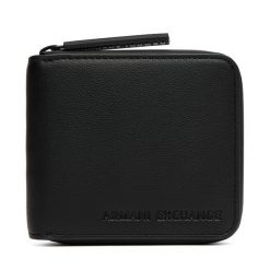Portfel Armani Exchange. Czarne portfele Armani Exchange, bez wzorów. Za 404.99 zł.