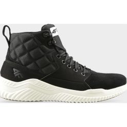 Buty lifestyle męskie OBMH201 - głęboka czerń. Buty sportowe casual 4F, bez wzorów, ze skóry, bez zapięcia. Za 249.99 zł.