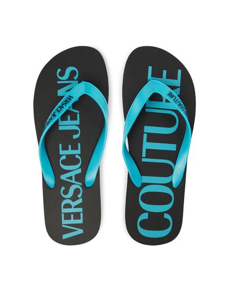 Versace Jeans Couture Japonki 80YA3SQ7 ZSS81 Turkusowy. Niebieskie japonki Versace Jeans Couture, bez wzorów, z jeansu. Za 249.99 zł.