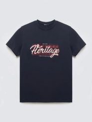 Koszulka męska z nadrukiem granatowa Keren 403. Niebieskie t-shirty BIG STAR, l, bez wzorów, z bawełny, bez kołnierzyka, bez ramiączek. Za 99.99 zł.