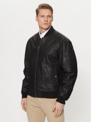 BOSS Kurtka skórzana Juge 50522223 Czarny Relaxed Fit. Czarne kurtki Boss, m, bez wzorów, ze skóry, bez kaptura. Za 1,749.00 zł.