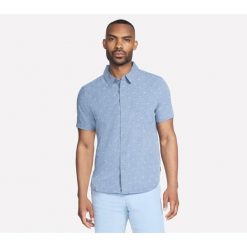 Męska koszula z krótkim rękawem Skechers. Niebieskie koszule Skechers, m, bez wzorów, bez kołnierzyka, bez ramiączek. Za 175.99 zł.