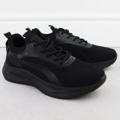 Półbuty sportowe męskie sneakersy czarne Big Star RR174273. Czarne buty sportowe casual BIG STAR, bez wzorów, z tkaniny, bez obcasa, bez zapięcia. Za 103.50 zł.