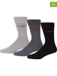 Wrangler Skarpety (3 pary) "Coull" w kolorze czarno-szarym rozmiar: 43-46. Czarne skarpety Wrangler, bez wzorów. Za 34.93 zł.