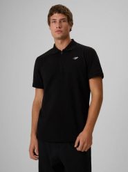 4F Koszulka polo regular męska - czarna XL. Czarne koszulki polo 4F, m, bez wzorów, z dzianiny, bez kołnierzyka, bez ramiączek. Za 99.99 zł.