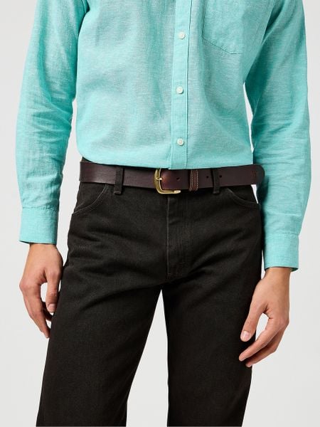 WRANGLER MĘSKI PASEK WRANGLER WEST BELT BROWN 112365274. Brązowe paski Wrangler, bez wzorów. Za 99.99 zł.