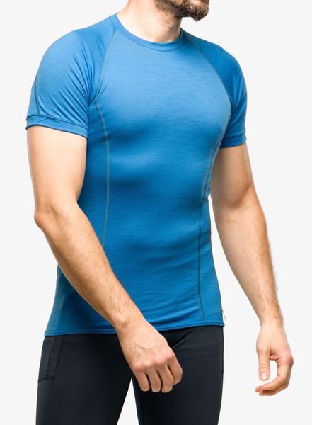 Koszulka techniczna męska Sensor Merino Active Tee S/S. Niebieskie bielizna termoaktywna Sensor, na zimę, m, bez wzorów, z materiału, bez ramiączek, trekkingowe. Za 307.99 zł.