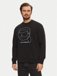 KARL LAGERFELD Bluza 705176 551900 Czarny Regular Fit. Czarne bluzy KARL LAGERFELD, l, bez wzorów, z bawełny, bez kaptura. Za 399.99 zł.