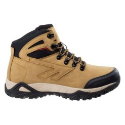 Buty Hi-Tec Medin Mid M 92800377421 beżowy. Brązowe buty turystyczne bez wzorów, z materiału, za kostkę, bez zapięcia. Za 284.10 zł.