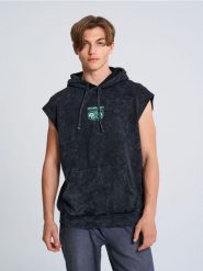 Bluza bez rękawów z kapturem i nadrukiem Rick & Morty - szary. Szare bluzy z kapturem Sinsay, l, bez wzorów, z kapturem. W wyprzedaży za 25.99 zł.