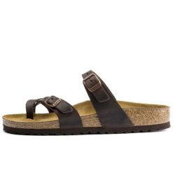 Klapki Birkenstock Mayari, Skóra Olejowana Dorosłych. Brązowe klapki Birkenstock, z materiału. Za 536.55 zł.