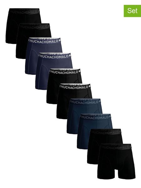 Muchachomalo Bokserki (10 par) w kolorze czarno-granatowym rozmiar: 4XL. Czarne bokserki MUCHACHOMALO, xl, bez wzorów. Za 219.95 zł.