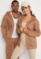 Jasnobrązowa Bluza Mentasius. Brązowe bluzy Born2be, l, bez wzorów, bez kaptura. W wyprzedaży za 50.99 zł.
