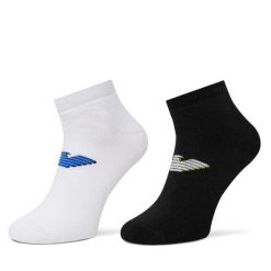 Zestaw 2 par niskich skarpet męskich Emporio Armani. Czarne skarpety Emporio Armani, bez wzorów. Za 89.99 zł.